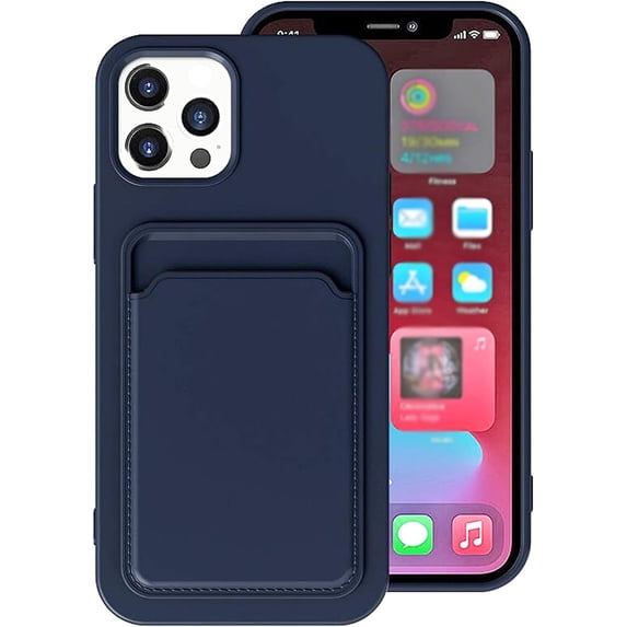 Wallet Phone Case Compatible with iPhone X/Xs, Card Slot Design, Simple Color Purse Protective Business Case Hard Back Covers (Blue, iPhone X/Xs)