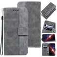 thumbnail image 1 of Wallet Phone Case Cover Compatible with Samsung Galaxy S24, Vintage for Men Business Embossed PU Leather Flip Protective Case with Wrist Strap Kickstand for Samsung Galaxy S24, Gray, 1 of 7
