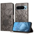 thumbnail image 1 of Wallet Phone Case for Google Pixel 9 / 9 Pro,Emboss Sunflower Design,PU Leather Flip Folding Kickstand,With Card Slots,Magnetic Closure Shockproof Protective Folio Wallet Phone Case,Gray, 1 of 6