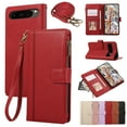 thumbnail image 1 of Wallet Phone Case for Google Pixel 9 Pro XL, Premium PU Leather Multiple Cards Holder Zipper Cash Pocket Purse with Hand Wrist Crossbody Shoulder Strap Case for Girls Women, Red, 1 of 8