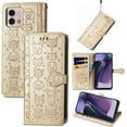 thumbnail image 1 of Wallet Phone Case for Moto G Stylus 5G 2023,Cute Cartoon Cat Dog Pattern PU Leather Case with Magnetic Clasp and Cash Card Slots Holder Cover for Moto G Stylus 5G 2023,CD Gold, 1 of 18