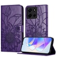 thumbnail image 1 of Wallet Phone Case for Motorola Moto G Power (2025),Emboss Sunflower Design,PU Leather Flip Folding Kickstand,With Card Slots,Magnetic Closure Shockproof Protective Folio Wallet Phone Case,Darkpurple, 1 of 6