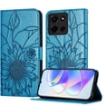 thumbnail image 1 of Wallet Phone Case for Motorola Moto G Power (2025),Emboss Sunflower Design,PU Leather Flip Folding Kickstand,With Card Slots,Magnetic Closure Shockproof Protective Folio Wallet Phone Case,Blue, 1 of 6