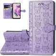 thumbnail image 1 of Wallet Phone Case for Redmi Note 12s,Cute Cartoon Cat Dog Pattern PU Leather Case with Magnetic Clasp and Cash Card Slots Holder Cover for Redmi Note 12s,CD Purple, 1 of 9