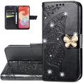 thumbnail image 1 of Wallet Phone Case for Samsung Galaxy A04e,3D Butterfly Pattern PU Leather Flip Kickstand Case with Magnetic Clasp and Cash Card Slots Holster for Galaxy A04e, HZD Black, 1 of 18