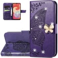 thumbnail image 1 of Wallet Phone Case for Samsung Galaxy A04e,3D Butterfly Pattern PU Leather Flip Kickstand Case with Magnetic Clasp and Cash Card Slots Holster for Galaxy A04e, HZD Purple, 1 of 18