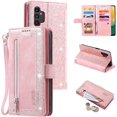 thumbnail image 1 of Wallet Phone Case for Samsung Galaxy A13 5G/4G/A04S, Retro Matte 9 Card Holder Slots Zipper Pocket Case PU Leather Magnetic Closure Kickstand Wrist Strap Shockproof Folio Flip - Rose Gold, 1 of 16