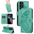 thumbnail image 1 of Wallet Phone Case for Samsung Galaxy S21 Ultra with Credit Card Slot, PU Leather Flip Case with Lanyard for Women Girls Military Grade Drop Protection for Samsung Galaxy S21 Ultra, Green, 1 of 7