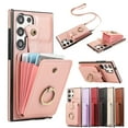 thumbnail image 1 of Wallet Phone Case for Samsung Galaxy S22 Ultra, Crossbody Shoulder Strap Multiple Cards Holder RFID Blocking Shockproof Bumper Ring Holder Kickstand Feature Protective Case for Women Girls, Rosegold, 1 of 11