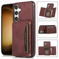 thumbnail image 1 of Wallet Phone Case for Samsung Galaxy S23 FE, Retro PU Leather Multiple Cards Slots Cash Holder Drop Protection RFID Blocking Bumper Shockproof Case for Women Men, Winered, 1 of 6