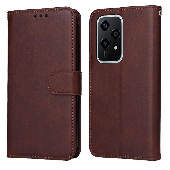 Wallet Phone Case for Honor 200 Lite 5G with Card Holder and Stand Function Brown