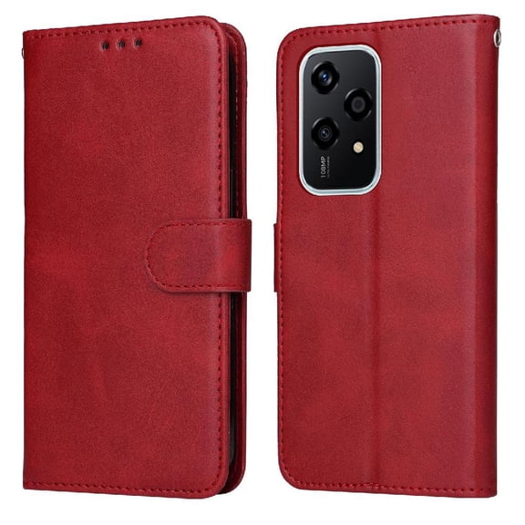 Wallet Phone Case for Honor 200 Lite 5G with Card Holder and Stand Function Red