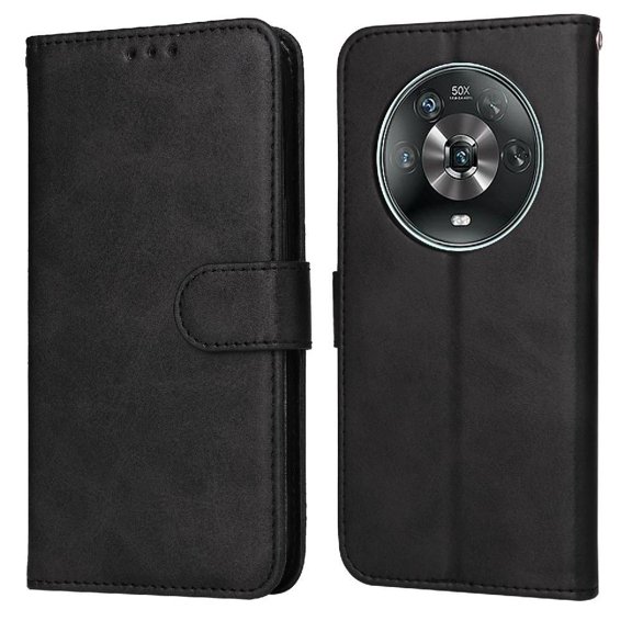 Wallet Phone Case for Honor Magic 4 with Card Holder and Stand Function Black