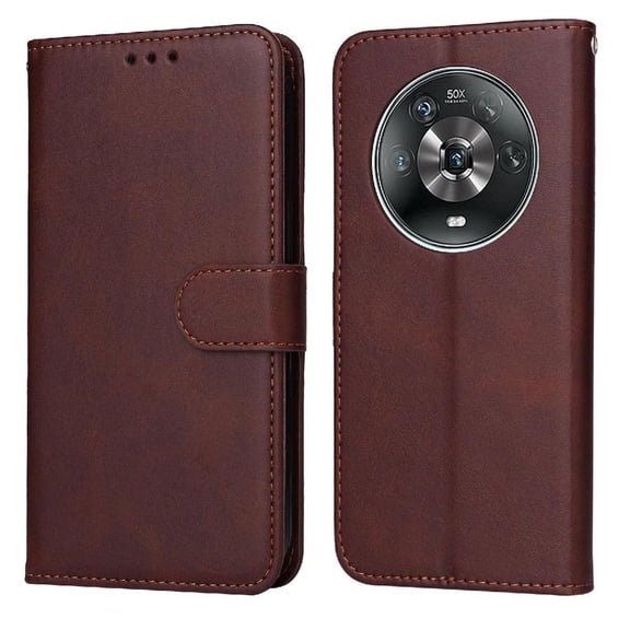 Wallet Phone Case for Honor Magic 4 with Card Holder and Stand Function Brown