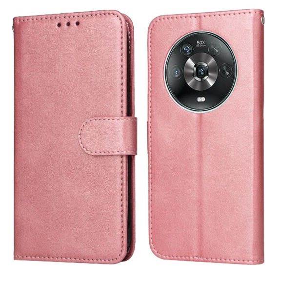 Wallet Phone Case for Honor Magic 4 with Card Holder and Stand Function Pink