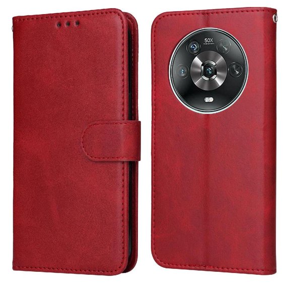 Wallet Phone Case for Honor Magic 4 with Card Holder and Stand Function Red