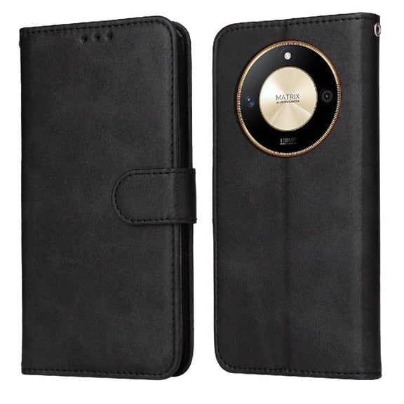 Wallet Phone Case for Honor Magic 6 Lite with Card Holder and Stand Function Black