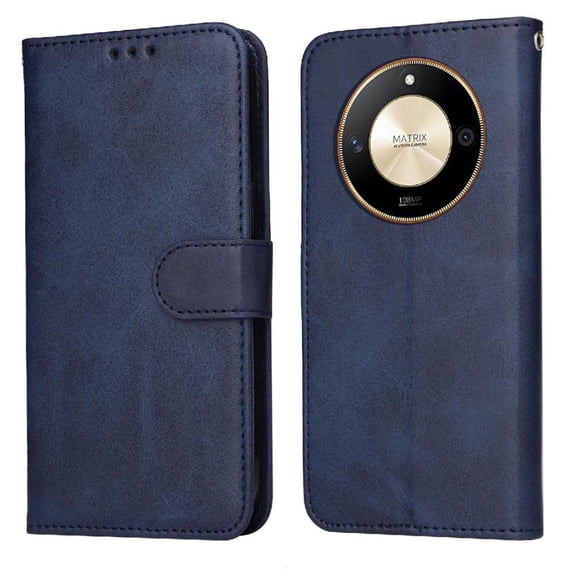 Wallet Phone Case for Honor Magic 6 Lite with Card Holder and Stand Function Blue