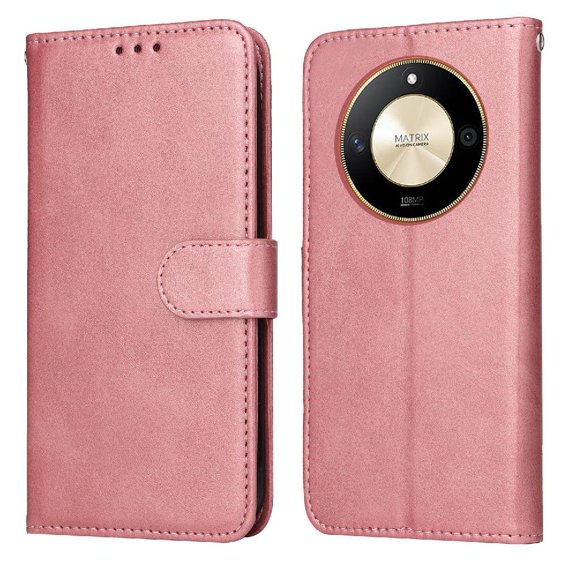 Wallet Phone Case for Honor Magic 6 Lite with Card Holder and Stand Function Pink