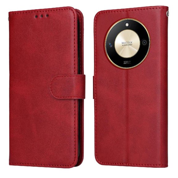 Wallet Phone Case for Honor Magic 6 Lite with Card Holder and Stand Function Red