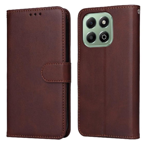 Wallet Phone Case for Honor X6B 4G with Card Holder and Stand Function Brown