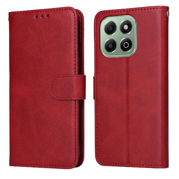 Wallet Phone Case for Honor X6B 4G with Card Holder and Stand Function Red