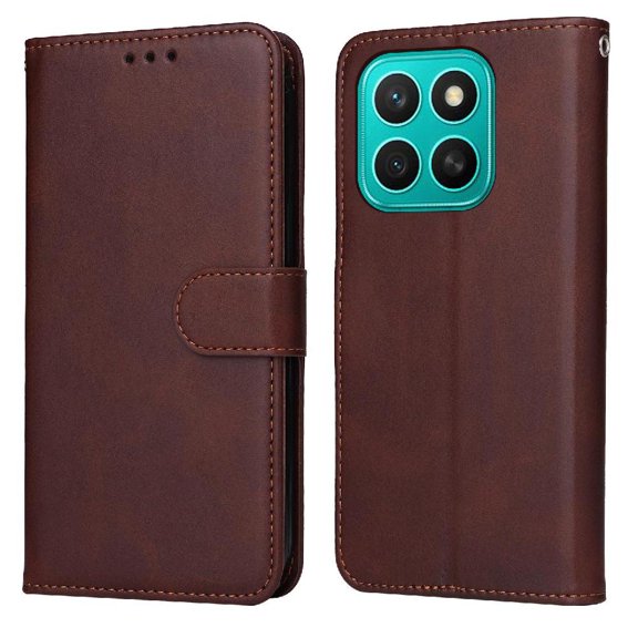 Wallet Phone Case for Honor X8C with Card Holder and Stand Function Brown