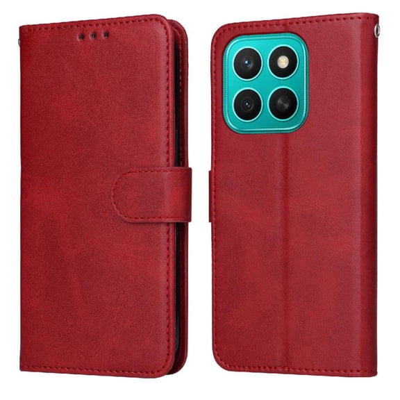 Wallet Phone Case for Honor X8C with Card Holder and Stand Function Red