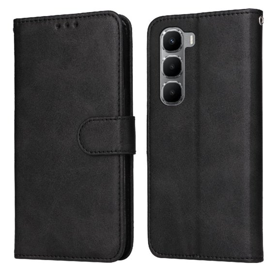 Wallet Phone Case for Infinix Hot 60i 4G with Card Holder and Stand Function Black