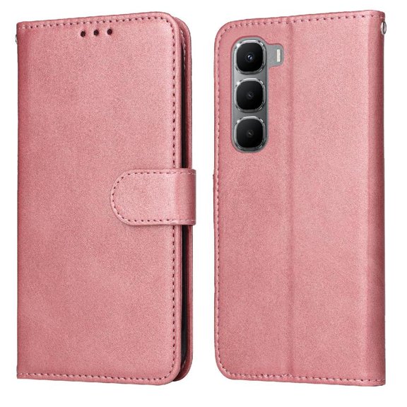 Wallet Phone Case for Infinix Hot 60i 4G with Card Holder and Stand Function Pink