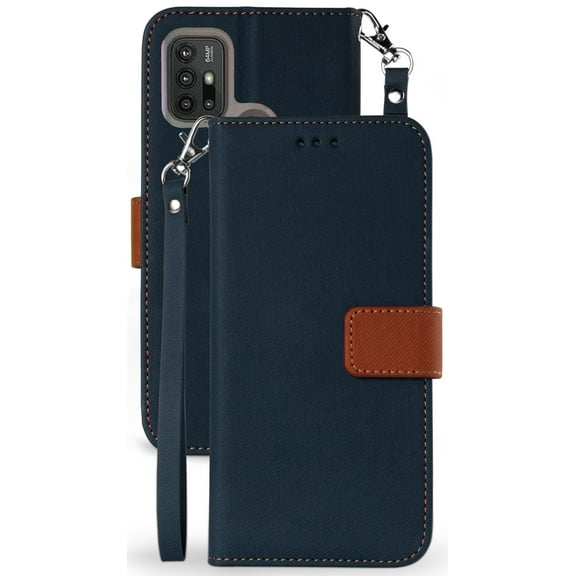 Wallet Phone Case for Moto G30, Durable Folio Credit Card Slot ID Cover, View Stand [with Magnetic Closure, Wrist Strap Lanyard] for Motorola G30/G10