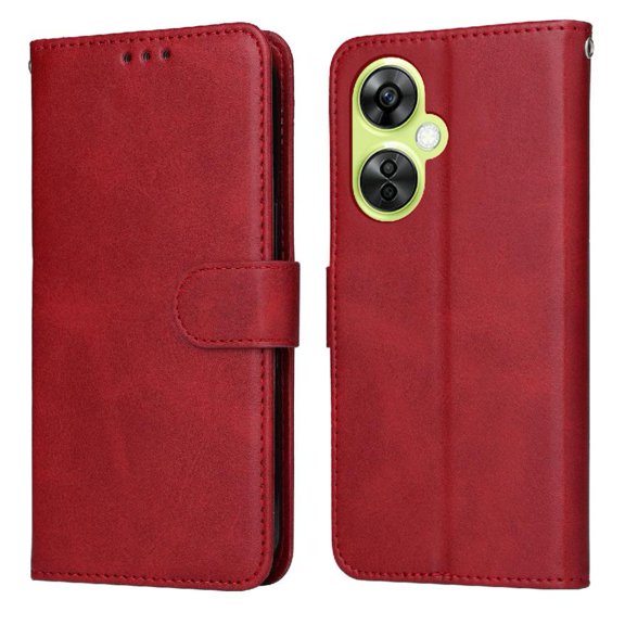 Wallet Phone Case for OnePlus Nord CE 3 Lite with Card Holder and Stand Function Red