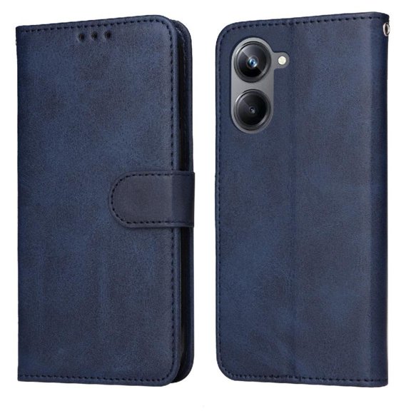 Wallet Phone Case for Realme 10 Pro 5G with Card Holder and Stand Function Blue