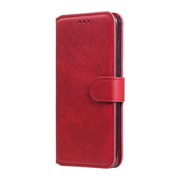 Wallet Phone Case for Realme C21 with Card Holder and Stand Function Red