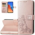 thumbnail image 1 of Wallet Phone Case for Redmi 12,Four Leaf Clover Pattern PU Leather Case with Magnetic Clasp and Cash Card Slots Holster for Redmi 12,SYC Rose Gold, 1 of 18