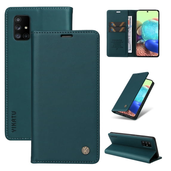 Wallet Phone Case for Samsung Galaxy A71 5G, Kickstand and 2 Card Slots, Shockproof and Scratch Resistant, Blue