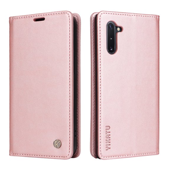 Wallet Phone Case for Samsung Galaxy Note 10 5G, Kickstand and 2 Card Slots, Shockproof and Scratch Resistant, Gold