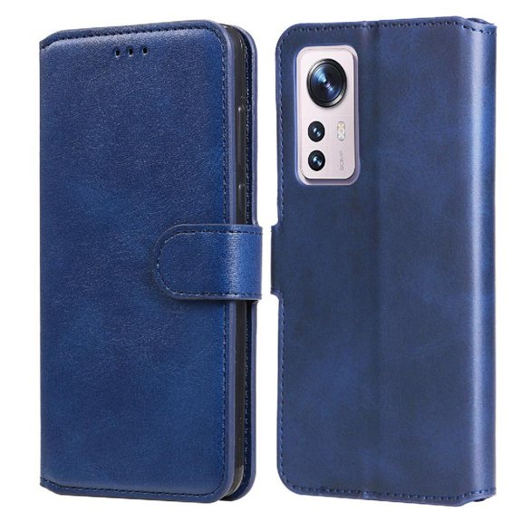 Wallet Phone Case for Xiaomi 12 with Card Holder and Stand Function Blue