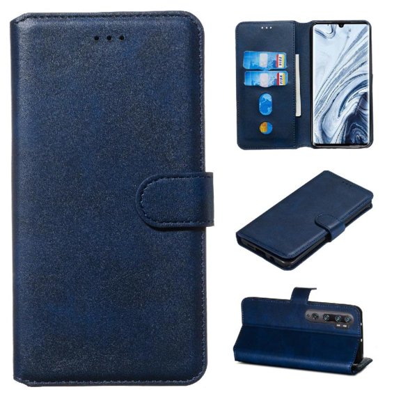 Wallet Phone Case for Xiaomi Note 10 with Card Holder and Stand Function Blue