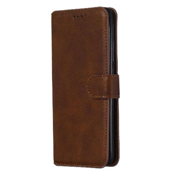 Wallet Phone Case for Xiaomi Note 10 with Card Holder and Stand Function Brown
