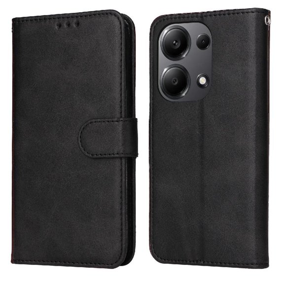Wallet Phone Case for Xiaomi Redmi 13 Pro 4G with Card Holder and Stand Function Black