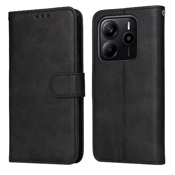 Wallet Phone Case for Xiaomi Redmi Note 14 4G with Card Holder and Stand Function Black