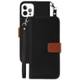 thumbnail image 1 of Wallet Phone Case for iPhone 13 Pro Max, [Black/Brown] Folio Credit Card Slot ID Cover, View Stand [with Magnetic Closure, Wrist Strap Lanyard], 1 of 7