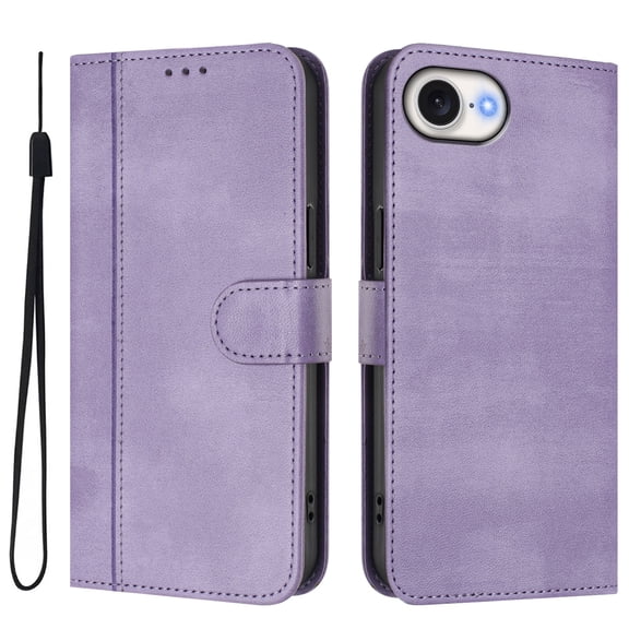Wallet Phone Case for iphone 17 E/16 E 360° Protective Flip Cover with Card Slots Kickstand Purple