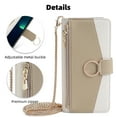thumbnail image 1 of Wallet Phone Case for iPhone 16 Pro Max, Zipper Pocket and Card Slots Stand Feature Ring Holder Back Cover with Metal Crossbody Shoulder Strap Stylish Case for iPhone 16 Pro Max, White, 1 of 1