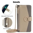 thumbnail image 1 of Wallet Phone Case for iPhone 16 Pro, Zipper Pocket and Card Slots Stand Feature Ring Holder Back Cover with Metal Crossbody Shoulder Strap Stylish Case for iPhone 16 Pro, Gray, 1 of 9