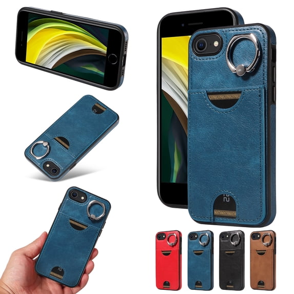 Wallet Phone Case for iPhone 7 / 8 / SE 2022 & 2020 with Stand, RFID Blocking PU Leather Shockproof Cover with Kickstand & Credit Card Slot Drop Protection for iPhone 7 / 8 / SE 2022 & 2020, Blue