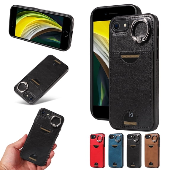 Wallet Phone Case for iPhone 7 / 8 / SE 2022 & 2020 with Stand, RFID Blocking PU Leather Shockproof Cover with Kickstand & Credit Card Slot Drop Protection for iPhone 7 / 8 / SE 2022 & 2020, Black