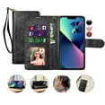 thumbnail image 1 of Wallet Phone Cases for iPhone 13 Pro / 13 Mini / 13 Pro Max, Njjex PU Leather [Wrist Straps] [RFID Blocking 3 Card Slots 3] Flip Folio Wallet Case Cover -Black, 1 of 8