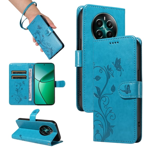 Wallet Phone Cover for Realme 12 Plus 5G, PU Leather Card Slots with Kickstand FunctionWallet Case for Realme 12 Plus 5G